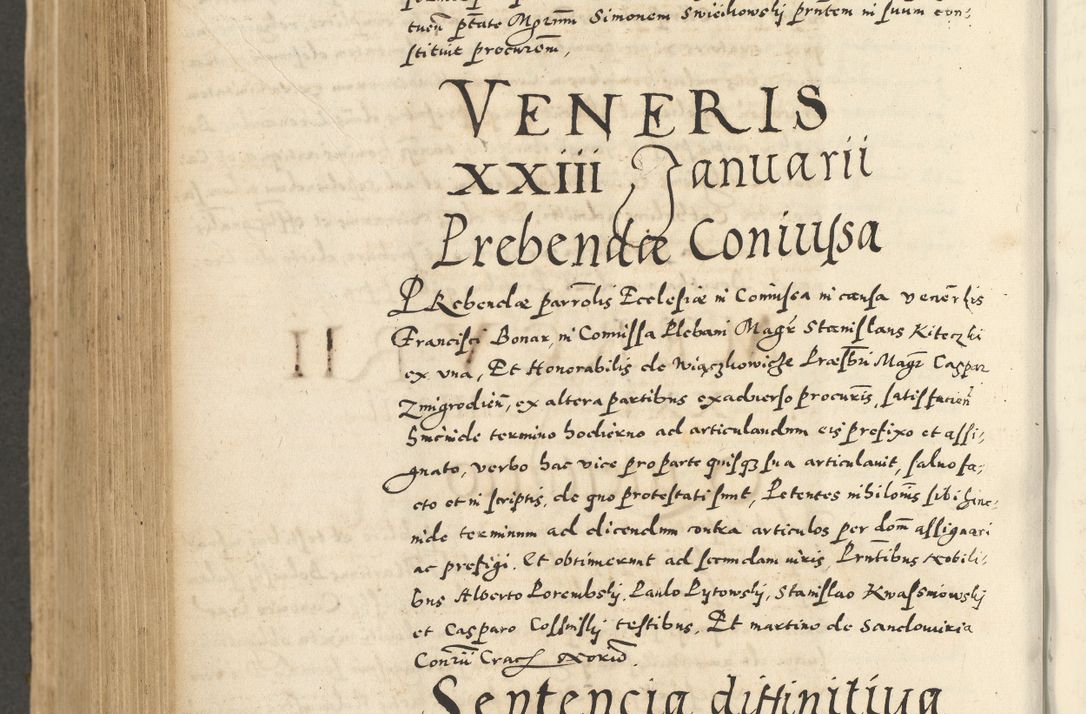 Zdjęcie nr 840 dla obiektu archiwalnego: Acta actorum causarum sententiarum deffinitiuarum, quam interloquutoriarum, decretorum, obligationum, procuratorum etc. coram Reverendo Domino Martino Izbienski de Rusiecz Archidiacono Posnaniensis, custode et in Spiritualibus Vicario generali officiali Cracoviensis, ad Annum Domini Millesimum quingentesimum Sexagesimum Nonum cuius indictio duodecima, Pontus Sanctissimi Pii Papae Quinti Annus quartus foeliciter continuantur
