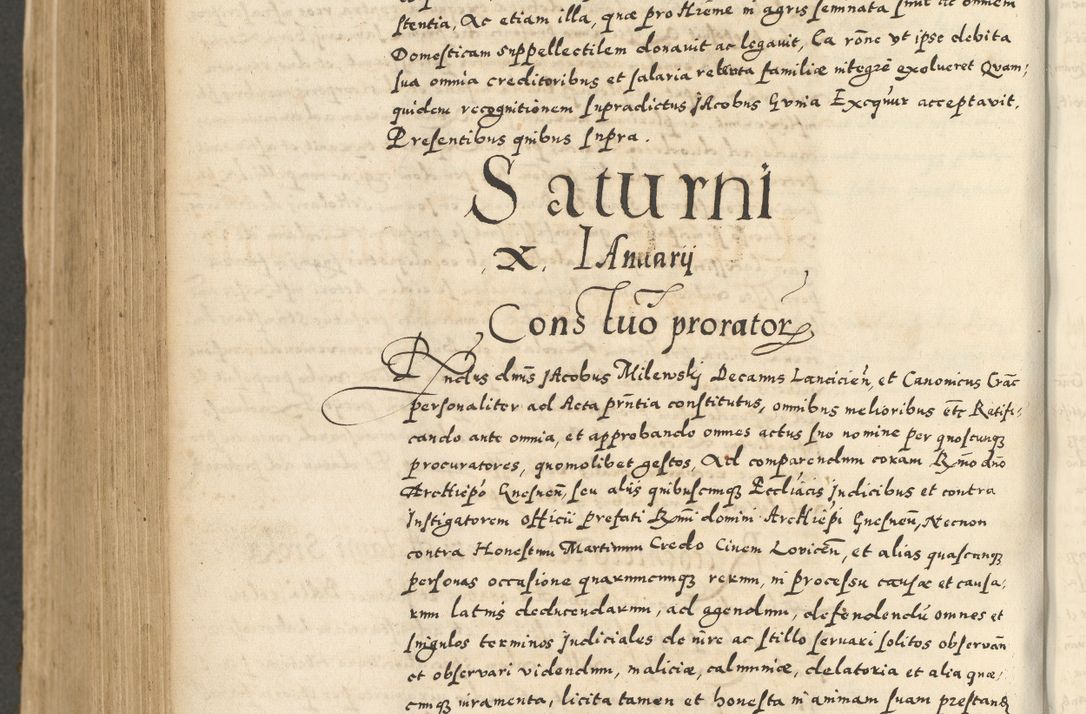 Zdjęcie nr 828 dla obiektu archiwalnego: Acta actorum causarum sententiarum deffinitiuarum, quam interloquutoriarum, decretorum, obligationum, procuratorum etc. coram Reverendo Domino Martino Izbienski de Rusiecz Archidiacono Posnaniensis, custode et in Spiritualibus Vicario generali officiali Cracoviensis, ad Annum Domini Millesimum quingentesimum Sexagesimum Nonum cuius indictio duodecima, Pontus Sanctissimi Pii Papae Quinti Annus quartus foeliciter continuantur