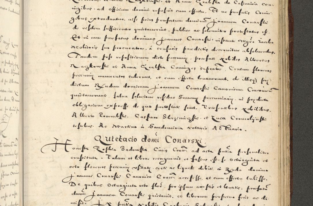 Zdjęcie nr 1143 dla obiektu archiwalnego: Acta actorum causarum sententiarum deffinitiuarum, quam interloquutoriarum, decretorum, obligationum, procuratorum etc. coram Reverendo Domino Martino Izbienski de Rusiecz Archidiacono Posnaniensis, custode et in Spiritualibus Vicario generali officiali Cracoviensis, ad Annum Domini Millesimum quingentesimum Sexagesimum Nonum cuius indictio duodecima, Pontus Sanctissimi Pii Papae Quinti Annus quartus foeliciter continuantur