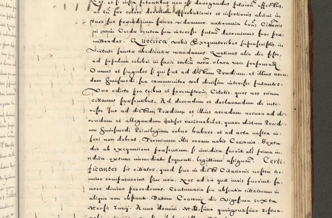 Zdjęcie nr 1055 dla obiektu archiwalnego: Acta actorum causarum sententiarum deffinitiuarum, quam interloquutoriarum, decretorum, obligationum, procuratorum etc. coram Reverendo Domino Martino Izbienski de Rusiecz Archidiacono Posnaniensis, custode et in Spiritualibus Vicario generali officiali Cracoviensis, ad Annum Domini Millesimum quingentesimum Sexagesimum Nonum cuius indictio duodecima, Pontus Sanctissimi Pii Papae Quinti Annus quartus foeliciter continuantur
