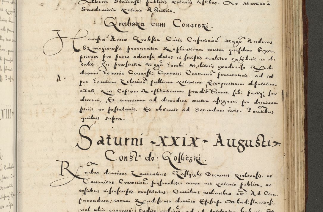 Zdjęcie nr 1031 dla obiektu archiwalnego: Acta actorum causarum sententiarum deffinitiuarum, quam interloquutoriarum, decretorum, obligationum, procuratorum etc. coram Reverendo Domino Martino Izbienski de Rusiecz Archidiacono Posnaniensis, custode et in Spiritualibus Vicario generali officiali Cracoviensis, ad Annum Domini Millesimum quingentesimum Sexagesimum Nonum cuius indictio duodecima, Pontus Sanctissimi Pii Papae Quinti Annus quartus foeliciter continuantur