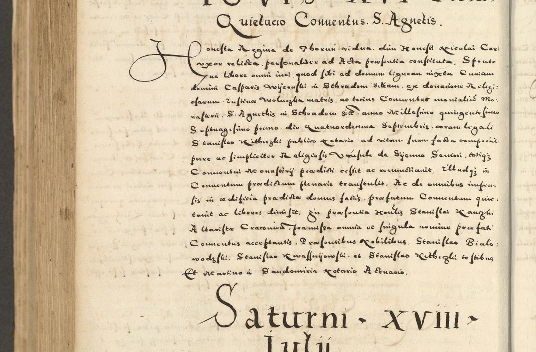 Zdjęcie nr 1014 dla obiektu archiwalnego: Acta actorum causarum sententiarum deffinitiuarum, quam interloquutoriarum, decretorum, obligationum, procuratorum etc. coram Reverendo Domino Martino Izbienski de Rusiecz Archidiacono Posnaniensis, custode et in Spiritualibus Vicario generali officiali Cracoviensis, ad Annum Domini Millesimum quingentesimum Sexagesimum Nonum cuius indictio duodecima, Pontus Sanctissimi Pii Papae Quinti Annus quartus foeliciter continuantur