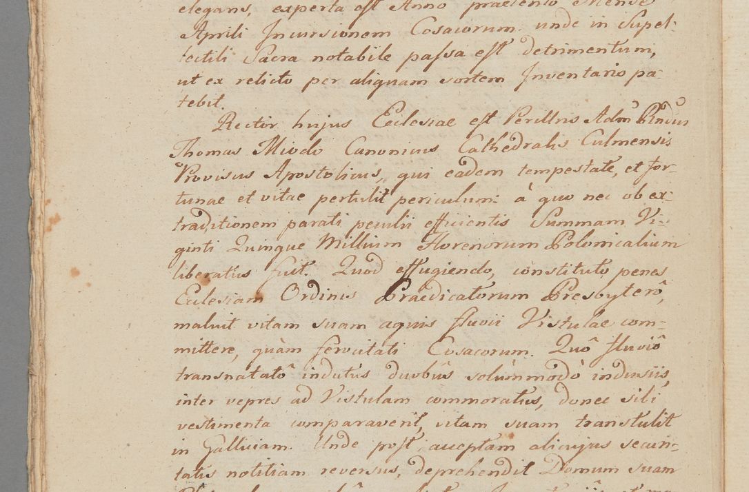 Zdjęcie nr 22 dla obiektu archiwalnego: ACTUS Visitationis Decanalis Ecclesiarum Parochialium Dioecesis Cracoviensis Decanatus Zwolinensis Ex Mandato Illustrissimi Reverendissimi Domini Augustini Caroli Borromaei LIPIŃSKI Utriusque Juris Doctoris, Ecclesiarum Cathedralium Cracoviensis Scholastici Provisi, Plocensis Canonici, Vicarii in Spiritualibus, et Officialis Generalis Cracoviensis, Ordinis Sancti Stanislai EQUITIS per Epistolam Encyclicam ad Decaneos Foraneos Dioecesis Cracoviensis Typis impressam Datam Cracoviae Die 29 Septembris Anno 1795 Promulgato per Me Joannem Cantium Poznański Canonicum Sancti Sepulcri Domini Praepositum Skarisoviensem pro Illustri Admodum Reverendo Domino Decano Zwolinensi Substitutum Visitatorem Mense Novembri peractae.