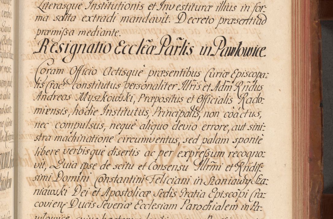 Zdjęcie nr 460 dla obiektu archiwalnego: Acta actorum episcopalium R. D. Constantini Feliciani in Szaniawy Szaniawski, episcopi Cracoviensis, ducis Severiae per annos 1724 - 1727 conscripta. Volumen II