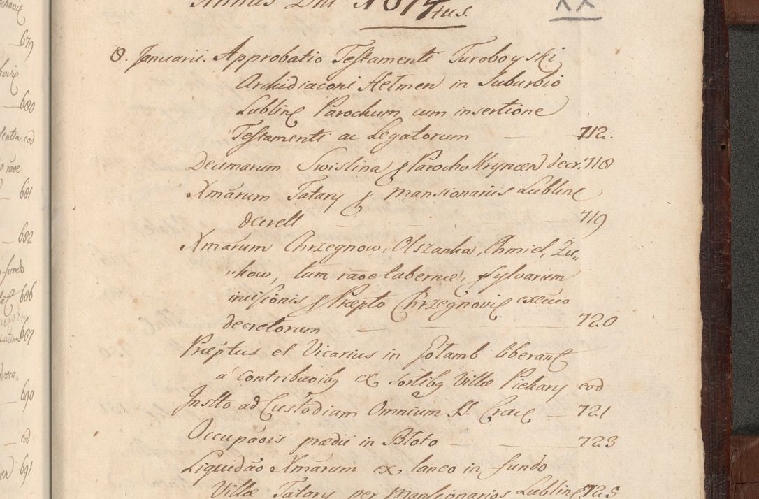Zdjęcie nr 1708 dla obiektu archiwalnego: Acta actorum episcopalium R. D. Andreae Trzebicki ab anno 1670 ad annum 1675 mensem Martinum acticatorum Volumen V