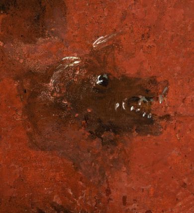 Zdjęcie nr 6: Obraz w kształcie stojącego prostokąta zwieńczonego łukiem wklęsło-wypukłym. Rama ażurowa z wici akantowej, zwieńczona główką anielską ze skrzydełkami. Obraz Matka Boska Szkaplerzna:  w kształcie stojącego prostokąta zamkniętego łukiem wklęsło-wypukłym. Pośrodku Matka Boska, ukazana w półpostaci, podtrzymująca stojące na obłoku Dzieciątko. Maria zwrócona en trois quarts w lewo, prawą ręką przytrzymuje stojące obok Dzieciątko. Twarz owalna o wysokim czole, wyraźne rysy wydobyte światłocieniem, rumiane policzki; duży nos, usta niewielkie, pełne. Włosy brązowe, falowane, z przedziałkiem na środku głowy, ukryte pod welonem. Ubrana w czerwoną suknię z długimi rękawami, przez ramiona przerzucony płaszcz z obfita partią drapowanej tkaniny przy prawym boku. Na głowie biały welon zarzucony na ramiona. Dzieciatko zwrócone en trois quarts w prawo, w kontrapoście, prawym łokciem opiera się ramię Matki, w lewej, wyciągniętej trzyma szkaplerz z literami: IHS. Twarz pełna o pucułowatych, rumianych policzkach, dużym czole, niewielkie oczy spoglądające w dół, zadarty nosek. Włosy krótkie, jasne, kręcone. Ciało o wydatnej muskulaturze, wydobytej światłocieniem. Przez biodra przewiązana biała pieluszka, ze zwisem tkaniny przy lewym boku. Postacie ukazane na tle kłębiastych, ciemnych chmur , rozświetlonych w górnej partii obrazu i u spodu Dzieciatka. Kolorystyka ciepła, nasycona. Plastyka wydobyta światłocieniem, o delikatnych przejściach tonalnych, ciała rozświetlone, laserunki. Obraz św. Michał Archanioł: W centrum obrazu całopostaciowe przedstawienie św. Michała Archanioła pokonującego szatana. Archanioł zwrócony en trois quarts w lewo, w dużym wykroku, w lewej ręce, przed piersią, dzierży tarczę, w prawej, uniesionej w górę, trzyma płomienisty miecz. Twarz owalna, z dużym czołem, oczy głęboko osadzone, mały nos, rumiane lica. Włosy krótkie, gęste, kręcone. Na głowie diadem. Ubrany w czerwoną, rozwianą u spodu tunikę, sięgającą kolan oraz zbroję torsową , bogato dekorowaną, z frędzlami. Postać otoczona rozwianym pasem niebieskiego, zawijającego się płaszcza. Na nogach wysokie sandały. Skrzydła duże, rozpostarte.