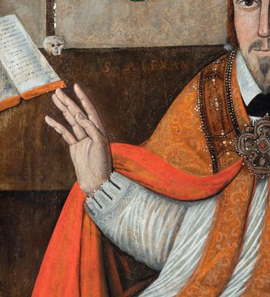 Zdjęcie nr 7: Nastawa ołtarzowa architektoniczna, jednoosiowa, jednokondygnacyjna z wydzieloną predellą i zwieńczeniem. Mensa drewniana. Kondygnacja ujęta parą kolumn o kompozytowych kapitelach podtrzymujących architraw i fryz oraz gzyms, nad polem środkowym formę wyłamane ku górze trójbocznie, występujące w osi podpór. W polu środkowym nisza w formie stojącego prostokąta ujętego prostą ramą; wewnątrz obraz Św. Grzegorz. W polu, ponad obrazem, główka aniołka ze skrzydłami.  W zwieńczeniu Oko Opatrzności w glorii promienistej, flankowane odcinkami przerwanego przyczółka oraz rzeźby Św. Piotr i Św. Andrzej umieszczone w osi podpór. Nastawa ujęta uszami utworzonymi z motywów stylizowanej małżowiny. Cokoły kolumn i predella dekorowane płycinami. Nisza w polu środkowym ujęta ornamentem roślinnym. u spodu fragmenty gzymsu dekorowane ornamentem roślinno-geometrycznym.Struktura polichromowana na czarno, profile srebrzone, motywy ornamentalne złocone. Na odwrocie portatylu napis: ANNO DNI 1761. DIE 7 …. IN ECCLESIA CATHEDRALI HOC ALTARE PORTATILE [CONSECR]ATUM EST AB ILUSTRISSIMO REVENDERISSIMO DOMINO TOMAE ZIENGO EPISCOPO&#039; AREOPOLITANO ET SUFRAGANO RIE ALBAE RUSSIAE CUSTODIE PRAELATIAE CATHEDRALI VILNENSI SECRETARIO MAGNE DUCATI LITHUANIAE CUI IMPOSITAE SUNT RELIQUIAE SANCTORUM EUTYCHII ANDFUANDI ET ALIIS MILIUM MARTYRUM ET QUORAM FIDEN … ET SIGILLO MUNIO.…. Pieczęć z herbem własnym Poniżej herb Zadzika i napis: ANTONIUS ZAUDZI CRAC CAPIT. VOTTO … HOC ALTARE PORTATILE ANNO 1761 CONSECRATUM ANNO 1847 SEPTEMBRIS 16 ILUSTRISSIMO REVENDERISSIMO DOMINO CASEMIRO DMOCHOWSKI EPISCOPO MITTER… SUFFR. CURANIENSE … EQUITE RECTIS ET INVENTIS INTROIS? SACER …FERIBUS RELIQUII SIGILLO EIUSDEM ILUSTRISSIMI EPISCOPI MUNITUM TESOR EGO JACOBUS CAROLEWICZ VICAR. ECCLEIAE CATHEDRALI VILNENSIS ORDINARIUS SANCTI STANISLAI TERIUM CLASSIQUES MPR&#039; [MANU PROPRIAE]