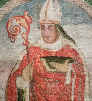 Zdjęcie nr 92: Obraz środkowy w kształcie stojącego prostokąta z przedstawieniem Matki Boskiej z Dzieciątkiem oraz św. Michała Archanioła i św. Katarzyny Aleksandryjskiej, ukazanych całopostaciowo, frontalnie, w typie Sacra Conversatione. Skrzydła dwustronnie malowane, dwustrefowe. Na awersach – skrzydło lewe: św. Jan Ewangelista, św. Stanisław; skrzydło prawe: św. Jan Chrzciciel, św. Mikołaj. Na rewersach – skrzydło lewe: Chrystus w Ogrojcu, Ecce Homo; skrzydło prawe: Biczowanie, Upadek pod krzyżem. W zwieńczeniu Ukrzyżowanie.