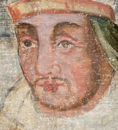 Zdjęcie nr 94: Obraz środkowy w kształcie stojącego prostokąta z przedstawieniem Matki Boskiej z Dzieciątkiem oraz św. Michała Archanioła i św. Katarzyny Aleksandryjskiej, ukazanych całopostaciowo, frontalnie, w typie Sacra Conversatione. Skrzydła dwustronnie malowane, dwustrefowe. Na awersach – skrzydło lewe: św. Jan Ewangelista, św. Stanisław; skrzydło prawe: św. Jan Chrzciciel, św. Mikołaj. Na rewersach – skrzydło lewe: Chrystus w Ogrojcu, Ecce Homo; skrzydło prawe: Biczowanie, Upadek pod krzyżem. W zwieńczeniu Ukrzyżowanie.