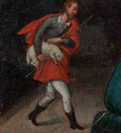 Zdjęcie nr 25: Ołtarz prostopadłościenny, drewniany. Mensa drewniana, antepedium dekorowane płyciną z okrągłym medalionem i równoramiennym krzyżem o trójlistnym zakończeniu ramion w glorii promienistej. Nastawa ołtarzowa architektoniczna, jednoosiowa, jednokondygnacyjna ze skrzydłami. Jest wsparta na predelli ujętej cokołami z główkami aniołków na tle muszli, z podwieszonymi pod ich szyjami chustami, zwieńczonej kostkowaniem. Nastawa flankowana korynckimi kolumnami, podtrzymującymi szerokie belkowanie. Trzony kolumn ujęte pierścieniem w jednej trzeciej wysokości, u dołu dekorowane ornamentem okuciowym z kaboszonem, u góry płaskorzeźbioną stylizowaną arabeską. W skrzydłach szerokie ramy wokół obrazów wypełnione ornamentem roślinnym, boczną krawędź zdobi pas cekinów. Architraw i fryz zdobiony ornamentem roślinnym; w partii fryzu trzy uskrzydlone główki anielskie. Gzyms u spodu dekorowany kostkowaniem i ornamentem sznurowym. Na gzymsie szczyt, utworzony z ornamentu okuciowego; na belkowaniu, na osiach podpór cokoły z figurami aniołów. Struktura w całości złocona. W polu środkowym św. Anna Samotrzeć, w predelli scena ukazująca „Pokłon pasterzy”, a na skrzydłach przedstawienia św. Antoniego, św. Barbary (lewe skrzydło), św. Franciszka i św. Jana Kantego (prawe skrzydło); na awersie św. Jana Ewangelisty i św. Elżbiety Węgierskiej (lewe skrzydło) oraz św. Barbary i niezidentyfikowanego świętego (prawe skrzydło). 
