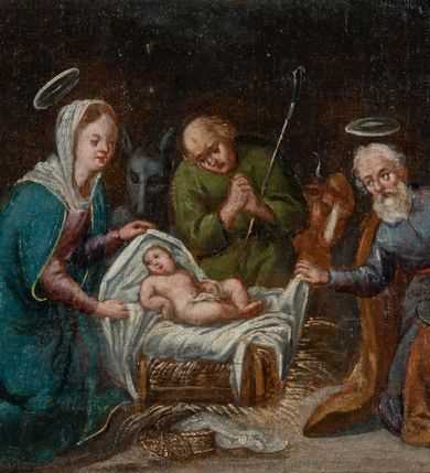 Zdjęcie nr 28: Ołtarz prostopadłościenny, drewniany. Mensa drewniana, antepedium dekorowane płyciną z okrągłym medalionem i równoramiennym krzyżem o trójlistnym zakończeniu ramion w glorii promienistej. Nastawa ołtarzowa architektoniczna, jednoosiowa, jednokondygnacyjna ze skrzydłami. Jest wsparta na predelli ujętej cokołami z główkami aniołków na tle muszli, z podwieszonymi pod ich szyjami chustami, zwieńczonej kostkowaniem. Nastawa flankowana korynckimi kolumnami, podtrzymującymi szerokie belkowanie. Trzony kolumn ujęte pierścieniem w jednej trzeciej wysokości, u dołu dekorowane ornamentem okuciowym z kaboszonem, u góry płaskorzeźbioną stylizowaną arabeską. W skrzydłach szerokie ramy wokół obrazów wypełnione ornamentem roślinnym, boczną krawędź zdobi pas cekinów. Architraw i fryz zdobiony ornamentem roślinnym; w partii fryzu trzy uskrzydlone główki anielskie. Gzyms u spodu dekorowany kostkowaniem i ornamentem sznurowym. Na gzymsie szczyt, utworzony z ornamentu okuciowego; na belkowaniu, na osiach podpór cokoły z figurami aniołów. Struktura w całości złocona. W polu środkowym św. Anna Samotrzeć, w predelli scena ukazująca „Pokłon pasterzy”, a na skrzydłach przedstawienia św. Antoniego, św. Barbary (lewe skrzydło), św. Franciszka i św. Jana Kantego (prawe skrzydło); na awersie św. Jana Ewangelisty i św. Elżbiety Węgierskiej (lewe skrzydło) oraz św. Barbary i niezidentyfikowanego świętego (prawe skrzydło). 
