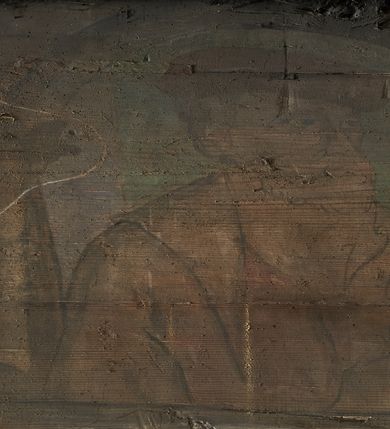 Zdjęcie nr 8: Prezbiterium. Strop pokryty dekoracją malarską imitującą kasetony wypełnione rozetami oraz umieszczonymi pomiędzy nimi krzyżami wypełnionymi liśćmi na ramionach i rozetami na skrzyżowaniu. Na ścianach bocznych prezbiterium, w arkadach podtrzymywanych przez kolumny popiersia apostołów oraz popiersia mężczyzn w strojach szlacheckich ukazane na tle zielonych obić (genealogia Chrystusa). Pod nimi fryz z łacińskimi napisami od dołu zdobiony girlandami z uskrzydlonymi główkami anielskimi oraz puklowanymi wazami. Na ścianach również herby: m.in. Łabędź, Jastrzębiec.  Nawa główna. Strop pokryty dekoracją malarską imitującą kasetony z rozetami. Na ścianach bocznych nawy głównej: na ścianie północnej cykl pasyjny w kwadratowych obramieniach z przedstawieniami: Modlitwa w Ogrojcu, Biczowanie Chrystusa, Chrystus Umęczony, Ecce Homo, Upadek pod krzyżem oraz słabo czytelny cykl maryjny z przedstawieniami: Zwiastowanie, Boże Narodzenie, Hołd Trzech Króli oraz Ucieczka do Egiptu i Rzeź niewiniątek, Jezus nauczający w świątyni. Na ścianie południowej nawy w arkadach umieszczono przedstawienia św. Wojciecha z wiosłem i św. Stanisława z Piotrowinem. Na balustradzie chóru muzycznego zachowały się częściowo trzy sceny ilustrujące przypowieść o bogaczu i Łazarzu oraz data: 1562. Kolorystyka pastelowa z przewagą zieleni, beżu i czerwieni z mocno zaznaczonymi konturami.