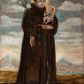 Zdjęcie nr 1: Obraz w kształcie stojącego prostokąta ujęty profilowaną, złoconą ramą. W centrum kompozycji, na tle rozległego, górzystego pejzażu przedstawiony św. Antoni Padewski trzymający na ręku Dzieciątko Jezus. Święty ukazany frontalnie, w pozycji stojącej z głową zwróconą w trzech czwartych w lewo. Ubrany w brązowy habit franciszkański przepasany sznurem (cingulum), z przewieszonym u pasa różańcem. Stopy obute w brązowe sandały. Święty przedstawiony jako mężczyzna o okrągłej twarzy z pełnymi, zaróżowionymi policzkami, o dużych, ciemnych oczach oraz długim, prostym nosie. Głowa z tonsurą okolona nimbem. W prawym ręku postać trzyma kwiat białej lilii; w lewym podtrzymuje zamkniętą księgę, na której znajduje się Dzieciątko Jezus. Chrystus ukazany w postawie siedzącej, zwrócony w trzech czwartych w prawo. Ukazany jako jasnowłose, pulchne dziecko o jasnej karnacji z wyraźnie zaznaczonym rumieńcem. Oczy duże, nos prosty, usta lekko uśmiechnięte. Głowa otoczona nimbem. Biodra przepasane białą tkaniną. Dzieciątko wznosi prawą rękę w geście błogosławieństwa, w lewej trzyma kulę ziemską. Tło kompozycji stanowi rozległy, górzysty pejzaż z widoczną w oddali sylwetą miasta i płynącą rzeką. Powyżej niebo zasnute białymi obłokami. Na odwrociu obrazu napis „Ołtarz S(więtego) Józefa odnowiony kosztem Pana Józefa Mianowskiego 1851” oraz „Ten Obraz z Ramą Odnowiony na Honor S Antoniego dnia 15 Grudnia 1851. Woj(ciech) Dembowski, Malarz i Pozłotnik m.p. O.M.K.”