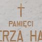 Zdjęcie nr 1: Kamienna tablica w kształcie leżącego prostokąta z wyrytą poniżej krzyża łacińskiego, złocona inskrypcją „+PAMIĘCI / KAZIMIERZA HALLERA / Z JURCZYC / ZAMORDOWANEGO PRZEZ NIEMCÓW / W OŚWIĘCIMIU W R(OKU) 1942 / W 36 R(OKU) ŻYCIA”. W narożach  rozety maskujące miejsca mocowania. 