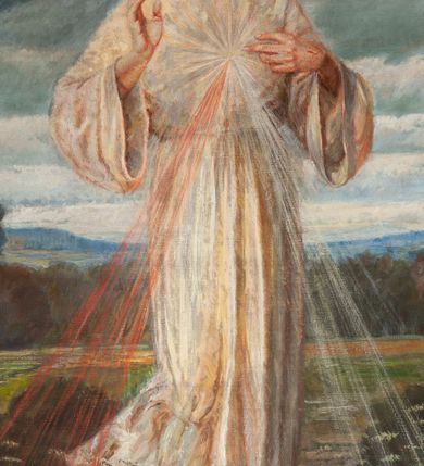 Zdjęcie nr 9: Ołtarz architektoniczny, jednoosiowy, dwukondygnacyjny, na cokole. Mensa prostopadłościenna, z antepedium dekorowanym ornamentami. Pierwsza kondygnacja ujęta parą pilastrów ustawionych za parą wysuniętych przed lico kolumn o pokrytych ornamentem trzonach i kapitelach kompozytowych, dźwigających pełne belkowanie wyłamane w partii podpór. Pole środkowe w formie stojącego prostokąta z obrazem św. Anna Samotrzeć wymiennie z „Jezu ufam Tobie” i figurą Matki Boskiej Różańcowej. Druga kondygnacja w formie stojącego prostokąta, ujęta parą kolumn i fragmentami rollwerku przysłoniętego postaciami modlących się aniołów w połowie herm. Kolumny podtrzymują fragmenty przerwanego przyczółka ujmującego szczyt o wklęsło-wypukłym profilu i zwieńczony krzyżem. Kondygnację wypełnia płótno przedstawiające św. Jacka. Nastawa pokryta bogatą dekoracją ornamentalną. W partii cokołów ornament roślinny, na wolutach główki anielskie, z palmetami i akantem. W centrum owalna płycina ujęta wicią. Wokół obrazu pierwszej kondygnacji główki anielskie, dalej astragal, a na trzonach kolumn wić z rozwiniętymi kwiatami i kiśćmi winogron. Na fryzie główki anielskie, a ponad nimi kostkowanie. W drugiej kondygnacji owalną ramę obrazu ujmuje wieniec laurowy, trzony kolumn dekorowane analogicznie jak w niższej kondygnacji. W zwieńczeniu ozdobnie uwity monogram maryjny. Nastawa polichromowana na kolor czerwony ze złoconymi i srebrzonymi kolumnami, detalami architektonicznymi i ornamentyką.