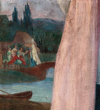 Zdjęcie nr 13: Ołtarz przyścienny, architektoniczny, jednokondygnacyjny, jednoosiowy ze zwieńczeniem. Umieszczony na dwustopniowym, kamiennym podwyższeniu. Mensa prostopadłościenna, z portatylem i współczesnym antepedium ozdobionym postacią św. Weroniki trzymającej chustę z odbiciem twarzy Chrystusa (veraikon) i rzeźbionym ornamentem ze srebrzonych liści i złoconych kiści winogron; tło w kolorze struktury ołtarza. Retabulum na wysokim profilowanym, dwustopniowym cokole, flankowane zwielokrotnionymi pilastrami z jońskimi kapitelami. Pilastry dźwigają przerwane belkowanie z wydatnym profilowanym gzymsem z przerwanym przyczółkiem. Zwieńczenie o wklęsłych bokach ujęte spływami wolutowymi dźwigającymi gzyms w formie nadwieszonego łuku odcinkowego. Na tle pilastrów ustawione na profilowanych impostach rzeźby: po prawej stronie św. Wojciecha, po lewej św. Stanisława. Na przyczółkach znajdują się siedzące putta. Pole środkowe o kształcie prostokąta stojącego od góry zamkniętego łukiem półkolistym nadwieszonym, w kluczu ornament z motywu rocaille. Wewnątrz pola ujęty profilowaną, złoconą ramą obraz z przedstawieniem św. Mikołaja z Miry. W zwieńczeniu obraz w ramie z wklęsłymi bokami i wypukłymi dolną i górną krawędzią przedstawiający św. Marię Magdalenę. Nastawę ujmują ornamentalne uszy, utworzone z motywów rocaille&#039;owych i liściasto-kwiatowych zwisów. Na kapitele są nałożone rocaille&#039;owe kartusze, a pod nimi podwieszone zwisające ulistnione i ukwiecone gałązki wzbogacone motywami rocaille&#039;ów. Struktura ołtarza polichromowana w kolorze ciemnozielonym. Bazy pilastrów, kapitele, uszy, ornamenty, profilowania, obramienia płycin i ramy obrazów złocone. Rzeźby świętych złocone, srebrzone i polichromowane. Rzeźby aniołków złocone i polichromowane.

