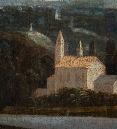 Zdjęcie nr 39: Ołtarz ustawiony na kamiennym podwyższeniu, przyścienny, architektoniczny, jednoosiowy, dwukondygnacyjny ze zwieńczeniem. Podstawa ołtarza skrzyniowa, na niej kamienna mensa z centralnie umieszczonym portatylem. Antepedium późne (secesyjne), datowane na odwrocie „1914”, ozdobione figurą anioła trzymającego wstęgę z napisem „AVE MARIA” i rzeźbionym ornamentem ze złoconych liści winogron i srebrzonych lilii. Retabulum jest flankowane dwiema parami ustawionych uskokowo i osadzonych na wysokich cokołach kolumn kompozytowych, ozdobionych główkami aniołków ujętych dekoracją małżowinową. Kolumny dźwigają belkowanie z wydatnym, przełamującym się gzymsem ozdobionym ornamentem małżowinowym. Nad belkowaniem trójkątny przyczółek z rzeźbioną figurą Boga Ojca w polu tympanonu i figurami aniołów na jego bokach. Druga kondygnacja ołtarza jest flankowana pojedynczymi kolumienkami i kanelowanymi pilasterkami korynckimi, ustawionymi na wysokich cokołach. Boki ozdobione uszami w kształcie małżowiny. Na zewnątrz kolumn, na osiach kolumn zewnętrznych niższej kondygnacji, ustawione na impostach figury: św. Kazimierza po lewej stronie, św. Stanisława po prawej. Kolumny podpierają belkowanie z przełamującym się gzymsem ozdobionym ornamentem małżowinowym, ponad którym zwieńczenie w formie przyczółka odcinkowego przerwanego. Łuk przyczółka profilowany z uskokami, dekorowany ornamentem małżowinowym. Pośrodku zwieńczenia, w przerwanym przyczółku rzeźba św. Michała Archanioła, ustawiona na wysokim cokole z dekoracją w formie bukietu granatów otoczonych liśćmi akantu. Po bokach, na osiach kolumn rzeźbione figury: św. Barbary po lewej stronie i św. Jana Chrzciciela po stronie prawej. Pomiędzy impostami kolumn, w predelli profilowana płycina w kształcie leżącego prostokąta z wyciętymi uskokowo górnymi narożnikami. W niej obraz olejny na płótnie (przyklejony do struktury) ze sceną Nawiedzenia św. Elżbiety. W polu środkowym pierwszej kondygnacji obraz z przedstawieniem Najświętszego Serca Pana Jezusa w profilowanej ramie w kształcie stojącego prostokąta, ozdobionej ornamentem małżowinowym. W drugiej kondygnacji  pole środkowe w kształcie prostokąta leżącego (zbliżonego do kwadratu), obwiedzione frezowaną ramką, z wpisaną w nią ramą o kształcie oktagonalnym, profilowaną i ozdobioną ornamentem małżowinowym, z obrazem przedstawiającym św. Antoniego. Strukturę retabulum, a także prostokątne płyciny zdobiące cokoły i tło kolumn, podkreślają frezowane ramki. Kolumny, pilastry, kapitele, ornamenty, obramienia płycin i belkowania, frezowane ramki złocone. Ramy obrazów złocone i polichromowane. Rzeźby złocone, srebrzone i polichromowane. 