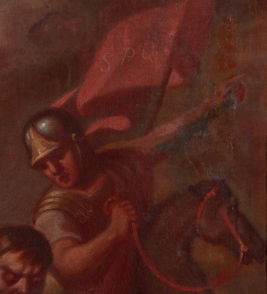 Zdjęcie nr 17: Obrazy w kształcie stojącego prostokąta, ujęte w drewnianą, złoconą i profilowaną ramą. Malowane przez dwóch artystów, stacje I-VI oraz XIII-XIV autorstwa Wojciecha Eljasza; stacje VII-XI – nieznanego malarza. I-VI, XIII-XIV to kompozycje wielopostaciowe, dynamiczne z powtarzającą się postacią ubranego w długą, błękitną tunikę Chrystusa o szczupłej, trójkątnej twarzy z dużymi, głęboko osadzonymi oczami. Tła pejzażowe, zaznaczone szkicowo. Kolorystyka ciepła z dominacją brązów i żółcieni, szaty postaci utrzymane w żywych kontrastowych barwach. Miękki modelunek światłocieniowy. Obrazy sygnowane w prawym dolnym rogu „Wojciech Eljasz 1883” lub „Wojciech Eljasz 1884”. Na odwrociu pisane cyframi rzymskimi oznaczenia numerów stacji. Stacja XIV, na odwrociu dodatkowo inskrypcja „Za staraniem X(iędza) Jacka Langera Proboszcza / w Wawrzeńczycach malowano w r(oku) 1883” VII-XI to kompozycje wielopostaciowe o  podobnej dyspozycji płótna jak w obrazach wcześniejszych, analogiczna postać Chrystusa oraz tło. Postaci bardziej smukłe o innym typie fizjonomicznym; modelunek bardziej linearny z silnie zaznaczonym konturem. Kolorystyka ciepła, w partiach tła stonowana, na pierwszym planie żywsza, bardziej kontrastowa. Obrazy niesygnowane, na odwrociu cyframi arabskimi zaznaczony numer stacji. Na odwrociu stacji VII i VIII, dodatkowo inskrypcja „Ofiara 2ch obrazów / Ludwikowej Łuczywo w r(oku) 1896”. 