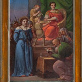 Zdjęcie nr 1: Obrazy w formie stojącego prostokąta, w profilowanej, złoconej ramie, ze szczytem przy górnym boku, z numerem stacji, zwieńczonym krzyżem. Kompozycje wielofigurowe, postacie ukazane w ruchu, na tle pejzażu. Chrystus jest każdorazowo wyodrębniony spośród nich, ubrany w jasnoniebieską tunikę, przewiązaną sznurem, z łańcuchem na szyi lub w białym perizonium, z koroną cierniową na głowie.
Na stacjach o numerach I-VI sygnatury „Wojciech Eljasz 1871”, na VII – „Wojciech Elasz / w Krakowie / 1871”, na obrazach VIII- IX – „Wojciech Eljasz / 1872”, na dziele o numerze XI – „Eljasz 1872”, a na XIII i XIV sygnatura „Wojciech Eljasz 1872”. 