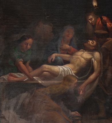 Zdjęcie nr 20: Obrazy w formie stojącego prostokąta, w profilowanej, złoconej ramie, ze szczytem przy górnym boku, z numerem stacji, zwieńczonym krzyżem. Kompozycje wielofigurowe, postacie ukazane w ruchu, na tle pejzażu. Chrystus jest każdorazowo wyodrębniony spośród nich, ubrany w jasnoniebieską tunikę, przewiązaną sznurem, z łańcuchem na szyi lub w białym perizonium, z koroną cierniową na głowie.
Na stacjach o numerach I-VI sygnatury „Wojciech Eljasz 1871”, na VII – „Wojciech Elasz / w Krakowie / 1871”, na obrazach VIII- IX – „Wojciech Eljasz / 1872”, na dziele o numerze XI – „Eljasz 1872”, a na XIII i XIV sygnatura „Wojciech Eljasz 1872”. 