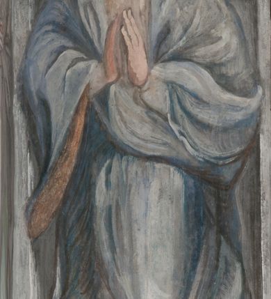 Zdjęcie nr 35: Kaplica pod wezwaniem Najświętszej Marii Panny i Wszystkich Świętych przylega do kościoła od południa, do pierwszego przęsła nawy, z którą komunikuje się za pomocą półkoliście zamkniętej arkady. Zbudowana została na planie kwadratu. Nakryto ją półsferyczną czaszą na pendentywach i zwieńczono latarnią. Wnętrze artykułowano za pomocą ślepej arkady z pilastrami i archiwoltami, ozdobionymi rzeźbioną dekoracją roślinną i kasetonami z rozetami w podłuczu. Ściany kaplicy zamyka wydatne belkowanie z fryzem i łacińską inskrypcją: "DEVS MEVS ET OMNIA / DILEXI DOMINE DECOREM DOMVS / TUAE ET LOCUM HABITATIONIS GLORAE TUAE PSAL(MUS) XXV". Na czterech pendentywach umieszczono stiukowe kartusze, z czego dwa od strony wschodniej są są puste, a dwa od strony zachodniej wypełniają herby skwadrowane: Gryf, Kotwicz, Kotwicz, Zabawa i Jastrzębiec, Nowina, Gozdawa, Pobóg. Wnętrze doświetlają trzy takie same okulusy umieszczone na każdej ze ścian. Czwarty okulus w ścianie północnej jest zaślepiony. Glify okulusów dekorowane są kasetonami z rozetami. Ściany kaplicy oraz wnętrze kopuły i latarni pokrywa polichromia figuralna. Po arkadą na ścianie wschodniej zawieszono obraz Matki Boskiej z Dzieciątkiem w bogato rzeźbionej roślinno-kwiatowej ramie zwieńczonej godłem z dwiema skrzyżowanymi laskami marszałkowskimi. Pod obrazem znajduje się nagrobek dziecięcy Jana Czuryły (zm. 1560) w formie płaskorzeźbionej, prostokątnej płyty z wyobrażeniem zmarłego. Nad płytą zlokalizowano mniejszą z inskrypcją odnoszącą się do zmarłego. Z kolei wnętrze arkady z herbem Gryf w kluczu na ścianie południowej wypełnia trójosiowy nagrobek Branickich z półokrągłym zwieńczeniem. Natomiast w arkadzie zachodniej wyobrażono scenę Zdjęcia z krzyża w formie malowidła ściennego. Wyposażenie wnętrza dopełniają dwie drewniane ławy kościelne. Ściany zewnętrzne wspierają dwie niskie przypory widoczne w narożach kaplicy. Całość zakończona jest belkowaniem z fryzem zawierającym inskrypcję: "AD LAVDEM DEI OPT(IMO) M(AXIMO) BEATEQUE GENITRICIS MARIAE VIRGINIS ET OMNIUM SANCTORU(M) HONOREM JOHANNES A RVSCZA BRANICZKI VENATOR CRACOVIEN(SIS) ET CAPITANEVS NIEPOLONICEN(SIS) - HANC CAPELLAM EX FVNDAMENTIS EREXIT ANNO D(OMI)NI 1596". Na ścianie południowej widnieje półokrągła blenda z malowanym przedstawieniem Matki Boskiej Częstochowskiej. Latarnię kaplicy wieńczy głowica z czterema maskami maszkaronów, na której wspiera się złocona kula z krzyżem.