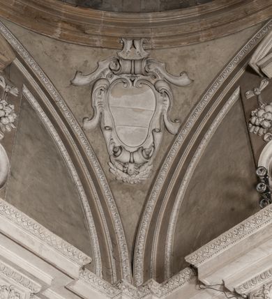 Zdjęcie nr 49: Kaplica zbudowana została na planie kwadratu i nakryta wzniesioną na pendentywach kopułą z latarnią. Przylega do kościoła od północy, do pierwszego przęsła nawy, z którą komunikuje się zamkniętym półkoliście przejściem. Wnętrze artykułowane jest w oparciu o schemat starożytnego łuku triumfalnego za pomocą osadzonych na wysokim cokole pilastrów z kompozytowymi głowicami. Pilastry podtrzymują wydatne belkowanie, ozodbione dekoracją stiukową w postaci puttów, festonów owocowych, rozet oraz kartuszy. Równocześnie pilastry ujmują półkoliste arkady, dwie niższe i większą, środkową. Niższe arkady wypełniają obrazy ze scenami z życia św. Karola Boromeusza. Ponad nimi w prostokątnych, stiukowych, obramieniach znajdują się malowane przedstawienia różnych świętych. W środkowej arkadzie ściany północnej umieszczono okazały późnobarokowy ołtarz z cudownym wizerunkiem św. Karola Boromeusza. Z kolei w arkadach wschodniej i zachodniej rozmieszczono prostokątne okna. Poniżej okna w arkadzie zachodniej znajduje się wyjście na zewnątrz kaplicy zaopatrzone w metalowe, prostokątne drzwi. Natomiast pod oknem w ścianie wschodniej zawieszono tablicę pamiątkową ku czci papieża Jana Pawła II. Arkadę wejściową do kaplicy zamyka prostokątna, brązowa krata. W jej podłuczu od wnętrza na wzór tympanonu umieszczono stiukowy kartusz z herbem Szreniawa, podtrzymywany przez dwa anioły. Ściany tarczowe podniebia przepruto czworobocznymi oknami ujętymi w stiukowe obramienia wolutowe. Na pendentywach przedstawiono w czterech stiukowych kartuszach herby: Szreniawa, Gryf i Kotwicz. Czwarty kartusz jest pusty. Czaszę kopuły wypełnia iluzjonistycznie malowana architektura podzielona na dwie strefy. Dolną artykułują pary pilastrów ujmujące okulusy oraz tralkowa balustrada, a górną gurty wyznaczające pola dla dekoracji ornamentalnej. Ściany zewnętrzne kaplicy zostały podzielone za pomocą kamiennych gzymsów i lizen na dwie trójosiowe kondygnacje, z których górna odpowiada wysokością smukłemu cokołowi mieszczącemu wejście. Zewnętrzne pola każdej elewacji dekorowane są płaskimi pasami tynku w układzie wzoru geometrycznego, zbliżonego do okuciowego. Okna i portal zostały ujęte w profilowane kamienne obramienia. Na ścianie północnej w środkowej kondygnacji pod kartuszem z herbem Szreniawa umieszczono tablicę fundacyjną z napisem: STANISLAUS COMES IN WIŚNICZ LUBOMIRSKI / PALATINUS ET GENERALIS CRACOVIEN[SIS] / SCEPUSIEN[SIS], BIALLOCERKIEVIEN[SIS] / ZATHORIEN[SIS], NIEPOLOMICIEN[SIS] E[T]C[ETER]A, E[T]C[ETER]A, CAPITANEUS / CAPELLAM HANC, / S[ANCTO] CAROLO BARRHOMAEO SUO TUTELARI PATRONO / POST RECEPTA SA[N]CTI HUIUS MERITIS TOT BENEFICIA / DICATAM / EX FUNDAMENTIS EREXIT, DONAVIT / EXORNAVIT, / ANNO D[O]MI[NI], 1640 (Stanisław hrabia na Wiśniczu Lubomirski wojewoda i starosta generalny krakowski, starosta spiski, białocerkiewski, zatorski, niepołomicki, i tak dalej, i tak dalej, tę kaplicę, poświęconą św. Karolowi Boromeuszowi, swojemu patronowi opiekuńczemu, po otrzymaniu tak wielkich łask za wstawiennictwem tego świetego, od fundamentów wzniósł, uposażył i ozdobił, roku Pańskiego 1640). Dach kaplicy oraz latarnia pokryte są blachą miedzianą.
