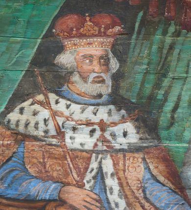 Zdjęcie nr 21: Polichromia ścienna prezbiterium pokrywa wszystkie ściany oraz strop tej części świątyni. 

Polichromia ścienna stropu
Strop zdobiony jest malowanymi kasetonami, w których umieszczone są rozety na różnokolorowych tłach. W centrum ukazane są dwie prostokątne kompozycje, ujęte w ornamentalne ramy. Od wschodu znajduje się Zwiastowanie Zachariaszowi, powyżej inskrypcja: „NE TIMEAS ZACHARIA VXOR TVA PARIET TIBI / FILIVM ET VOCABIS NOMEN EIVS IOANNEM LUCAE 1”. W drugiej kompozycji przedstawiono Nawiedzenie z Najświętszej Marii Panny ze św. Zachariaszem i św. Józefem, powyżej inskrypcja: „EXVLTAVIT IN GAVDIO INFANS IN VTERO MEO LUCAE 1”. 

Polichromia ścienna ścian prezbiterium
Dekoracje ścian o formie pasowej. W dolnej kondygnacji malowane iluzjonistycznie portrety świętych węgierskich w ornamentalnych ramach. Postacie ukazane do wysokości kolan, zwrócone trzy czwarte z odpowiednimi im atrybutami w dłoniach. Portrety opatrzone u góry łacińskimi opisami. Na ścianie północnej galerię otwiera wizerunek króla Stefana z napisem: „S(ANCTVS) STEPHANVS REX VNGARIAE, REGNVM SVVM DEIPARAE / DONAVIT OBIIT. 1038. 20 AVG(VSTVS) SEP. ALBERE 9.”. Następnie ukazani są kolejno: św. Emeryk „S(ANCTVS) EMERIGVS DVX VNGARIAE VT VIRGO MANERET, / A. CAELO PERSVASVS OBIIT. 1032. 5 nou. Sen. Albdvewas”, św. Władysław: „S(ANCTVS) LADISLAVS REX UNGARIAE ROSARIO ENSI OBVO/LUTO PVGNARE SOLITVS OBIIT 1097. 27.  iun. Sep. varad.”. Po drugiej stronie prezbiterium umieszczone są cztery obrazy świętych o tych samych wymiarach, również opatrzone napisami. Od lewej strony kolejno: św. Salomon „S(ANCTVS) SALOMON REX VNGARIAE DEIN EREMITA VITAE / AVSTERITATE FLORVIT OBIIT 1077. 28. Sept. Sep. Pold. in Idria”, św. Kazimierz: „S(ANCTVS) CASIMIRVS ELECTVS REX VNGARIAE AMORE / SARVANDAE VIRGINITATIS OBIIT 1484 4. MARTII.”, św. Dawid: „S(ANTCVS) DAVID REX SCOTIAE, FILIVS S(ANCTA) MARGA/RITAE VNGARA MATRE NATAE OBIIT 1153”, św. Ludwik: „S(SANCTVS) LVDOVICVS TOLOSANVS EP. E MARIA / REGIS VNG. FILIA NATVS OBIIT 1297 19 Aug(ustvs)”. Cykl ten kończy przy ścianie tęczowej przedstawienie św. Gintera „S(ANCVS) GVNTHERVS EREM. S(ANCTVS) STEPHANI REGIS / VNGARIAE COGNATVS OBIIT 1045 9. oct.”. Dodatkowo w obrazy wpisane są zacheuszki w formie równoramiennych krzyży ujętych w medaliony utworzone z wieńca. W zamknięciu prezbiterium przedstawienia diabłów, a od zachodu pod amboną czyściec.

Kondygnacja druga o podziałach architektonicznych u dołu wydzielona cokołem, dekorowanym złotymi girlandami na czarnym tle. Prostokątne pola wydzielone za pomocą malowanych iluzjonistycznie kolumn korynckich dźwigających architraw zdobiony stylizowanym kimationem jońskim. Powyżej fryz wypełniony wicią akantową, pomiędzy którą wplecione są kartusze z przedstawieniami świętych. W polach, pomiędzy kolumnami wielofigurowe kompozycje ze scenami z życia św. Jana Chrzciciela: Głos wołającego na pustyni „TV QVIS ES VOX CLAMANTIS IN DESERTO IOANN(IS) 1.”, Oto Baranek Boży „ECCE AGNVS DEI ECCE QVI TOLLIT PECCATVM MVNDI IOANN. IMÕ.”, Chrzest Jezusa w Jordanie „IESVS BAPTISTAVS EST A IONNE IN IORDANE MARCI. 1.”, Św. Jan Chrzciciel napomina Heroda „DICEBAT IOANNES HERODI NON LICET TIBI HABERE VXOREM FRATRIS TVI. MARCI 6,19.”, Św. Maria Magdalena pokutująca na pustyni, Św. Jan Chrzciciel na pustyni, Św. Jan Chrzciciel wtrącony do więzienia „HERODES TENVIT IONNEM ET VINXIT EVM IN CARCERE MAR 67o”, Kat podaje głowę św. Jana Chrzciciela Salome „DECOLLAVIT EVM IN CARCERE ET DEDIT CAPVT PVELLAE MAR.6.(?)”, Uczta Heroda „HERODES NATALIS SVI COENAM FECIT PRINCIPIBVS MAR. 6 10.”, Salome podaje głowę św. Jana Chrzciciela matce „CAPVT EIVS PVELLA DEDIT MATRI SVE M. 61”. 

W ostatniej, trzeciej strefie, umieszczonej w partii fryzu znajdują się medaliony. Na ścianie tęczowej, następnie na ścianie północnej i południowej ukazani są kolejno: św. Maciej „SA[N]CTVS / MATTHIAS”, Chrystus „IESVS / CHRISTVS”, św. Piotr „SANCTVS / PETRVS”, św. Szymon „SANCTVS / SIMON”, św. Andrzej „SANCTVS / ANDREAS”, św. Jakub Większy „S(ANCTVS) IACOBI / MAIORI”, św. Jan „(?)”, św. Filip „(?)”, św. Bartłomiej „SANCTVS / BARTHOLO/MAVS”, św. Tomasz „SANCTVS / THOMAS”, św. Mateusz „SANCTVS / MATTHAEVS”, św. Jakub Mniejszy „S(ANCTVS) IACOBVS / MINOR” i św. Juda Tadeusz „S(ANCVS) IVDA / THADEVS” na ścianie tęczowej od południa. Na belce tęczowej, od strony prezbiterium w wieńcu laurowym napis: „PICTVM / A[NNO] D[OMINI] 1711”.