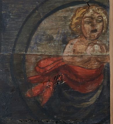 Zdjęcie nr 23: Polichromia ścienna nawy pokrywa wszystkie ściany oraz strop tej części świątyni. Polichromia figuralno-ornamentalna. W łuku tęczowym fryz podstropowy, wypełniony ornamentem w formie schematycznej, stylizowanej wici roślinnej, ujętej na krańcach uskrzydlonymi główkami anielskimi, umieszczonymi w medalionach. Poniżej fryzu, po lewej herb cesarski, ujęty w wieniec laurowy, w tle pejzaż; po przeciwnej stronie, zwieńczony insygniami biskupimi, herb biskupa Jerzego Lippay de Zongor – dwa lwy, ustawione antytetycznie przy ukoronowanej kolumnie.

Na północnej ścianie nawy do wysokości jednej trzeciej ściany pas kwater z wizerunkami świętych, ujętymi w obramienia, utworzone z ornamentu w formie silnie stylizowanej wici roślinnej. Pola pomiędzy kwaterami wypełnione schematycznym ornamentem geometryczno-figuralnym, złożonym ze skręconej wici roślinnej oraz główek anielskich. Od strony prezbiterium kolejno przedstawienia opatrzone następującymi podpisami:
„S(NCTVS) ADREAS ZOREARBUS EREMITA NITRAE / ET TRENCHINII  27 XIV LY ANNO 1609”;
„B. MATHEAI ESCANDELI NATUS BUDAE MARTIRIO AFFE/CTUS in Sinis quo infide infidelum convertendorum causa penefravit”;
„B. SADOCH ORD. PRAED. A. S. DOMINICO in UNGARIAM/ MISSUS EGREGIE LABORAVIT MARTYRIO  affectus 1260. 3. Iunii”;
„S(ANCTVS) COLOMANUS MS. MARGARITAE REGINAE SCOTIAE UNGARA/ MATRE NATAE FILIUS SUSPENSUS STOKARAVIAE COLIT 13 oct.”;
„S(ANCTVS) CAPISTRANI ORD. S. FRAC. TURCAS BELRADO FUGAVIT/ UNG. Ufilissim[us] obit 1455 23 Od. Viilaci in Ung. Sepult[us].”;
„S(ANCTVS) PETRUS THOMASIUS CARMELITA AT LUDOVICUM/ UNG. REGEM NUNTI[US] APOSTOL. De pace cum Venetis egit obit 29 9 1367”.

Kontynuacja przedstawień na ścianie zachodniej:
„B. IACOBUS PICENUS ORD. S. FRANC. S. CAPISTRANI IN UNG./ COAPOSTOL[US] MULTOS AD CHRISTI FIDEM CONVERTIT”;
„S(ANCTVS) IOANNES NEPOMUCN.”.

W górnej partii ściany północnej scena wielofiguralna: Św. Jan Chrzciciel nauczający w otoczeniu tłumu. W tle pejzaż z drzewami i  zarysowanym na najdalszym planie masywem górskim. Ponad przedstawieniem napis: „VENIT IN OMNEM REGIONEM PRAEDICANS BAPTISMUM POENITENITIAE LUCAE 3.”. Do sceny kazania św Jana Chrzciciela przylega środkowy rząd wizerunków świętych. Cztery pierwsze przedstawienia znajdują się na ścianie północnej i biegną w kierunku chóru muzycznego:
„B. BERTHODEUS (…) 17 DECE”;
„B. IOANNES DOMINICI ORD. PRAED. EP. Et. CARDIN ad. SIGISMUN. UN. BEC. NUNT. APOTOLIC. BUDAE obiit (…) 1418” [w lewym górnym rogu odnotowane białą farbą informacje o kolejnych konserwacjach polichromii];
„B. ANTONIUS UNGARUS ORD. FRANC. FULGINII/IN OBSEQUIO INFIRMORUM ob. 1398. 13 May.”;
„B. MATHAEUS ESCANDELI NATUS BUDA MARTIRIS AFFECTUS IN SINIS QUO INFIDELIUM…”.

Nad chórem muzycznym, na ścianie zachodniej znajdują się kolejne cztery wizerunki z tego cyklu:
„B. MURITIUS CSAKY ORD. PRAED AMORE IN DEIPURAM MIRACU/LIS CLARUS obiit laurmi 1336 20. Mar. [.]oii Ferr.”;
„B. MAURUS EX MANASTETRIO S. MARTINI /ORD. S. BENED. EPISC. QUINQUE ECCLESIENS in UNGARIA”;
„S(ANCTVS) BENEDICTUS MAR. EREMITA PROPE TRENCHINIUM/IN VASUM MERSUS COLITUR IM aii”;
„B. EUSEBIUS CANONICO STRIGOMI PRIMUS/PROVINCIALIS ORA: S. PAULI primi Erem: obit 1270. 20. Ian.”.

Ostatnie dwa wizerunki na ścianie południowej nad chórem muzycznym, kolejno od strony ściany tęczowej:
„S(ANCTVS) ASTRICQ ARCHIEN. COLOCENS. IN UNGARIA ORD./ s. BENEDICTI OBIIT. AN. 1034. 12 Novembris”;
„S(ANCTVS) PAULUS UNGARUS PRIMUS ORD. PRAED./ UNGARIA PROVINCIALIS MARTIRIO affectis”.

Na podniebiu zaskrzynienia kontynuacja cyklu hagiograficznego. Od łuku tęczowego, wizerunki umieszczone są między elementami ornamentacyjnym, opatrzone następującymi podpisami:
„B. GISELA S. STEPH. R. / U. CONIUX Ob. 1036”;
„S(ANCTVS) ESABETH ANDR. U. FI/LIA DUCISS THURINN ob. 1226”;
„B. GERTRUDIS V. FILIA/ S. ELISABETHAE THURING”;
„B. ELISABETH HELVETA AN/ DR III R.U. FILIA ob. 1338 6 mai”;
„B. HELENA V. ORD. PRAEDIC. OB. BUD. AN. 1720 9 nov.”;
„S(ANCTVS) MARGHARITA REGINA SCOTIAE NATA IN UNGARIA TEMORAE S. SALAMONIS”;
„B. ELISABETHU. Ord. Praed S. STEPHANI UNG. REGIS. FILIA OBIIT CIV. Anno 1285 6 martii”;
„S(ANCTA) URSULA CUM 11 000 VIRGINUM AB ATTILA INTERFECTA 1383 21 Oct.”.

Na podniebiu zaskrzynienia nad ścianą południową kontynuacja cyklu, od tęczy:
„B. MARGARITA FILIA BELAE 4 R. V. Ob. 1273. 28 Ian.”; 
„B. CUNEGUNDUDIS V. BELAE IV REG FILIA Ob. 1292. 24. 1.”.

Na ścianie południowej w dolnym pasie malowideł od strony tęczy scena figuralna z przedstawieniem św. Anny nauczającej Marię, a następnie scena piekła z przedstawieniem męki grzeszników w wypełnionej płomieniami paszczy Lewiatana. W górnej partii scena przedstawiająca pogrzeb Jana Chrzciciela. Przestrzenie wokół tego malowidła i okien szczelnie wypełnione ornamentem w formie schematycznej wici roślinnej. Drzwi pokryte dekoracją ornamentalną analogiczną do tej w przestrzeniach między obrazami w dolnym rzędzie cyklu świętych na ścianie północnej. Fryz przystropowy w całości dekorowany analogicznie jak w łuku tęczowym. 

Na stropie kontynuacja cyklu ze scenami z życia Jana Chrzciciela, rozpoczynającego się w prezbiterium. Dwa obrazy w formie prostokątów, ujęte w malowane ramy, utworzone z ornamentu złożonego z wici roślinnej i stylizowanych rozetek. Pierwsza od tęczy wielopostaciowa scena narodzin Jana Chrzciciela, w górnej partii opatrzona napisem: „QUIS PUTAS PUER ISTE ERITE IOANNES EST NOMEN EIUS LUCAE 1.”. Bliżej chóru przedstawienie Jana Chrzciciela, nauczającego na puszczy, opatrzona podpisem: „ERAT IN DESERTIS USQUE IN DIEM OSTENSIONIS SUAE LUCAE 1.”. Obrazy ujęte w iluzjonistycznie malowane kasetony z rozetami w środku. Podziały kasetonowe zaznaczone listewkami, dekorowanymi rozetkami. Pod amboną niewielkich rozmiarów malowidło, przedstawiające siedem postaci pokutujących w czyśćcu i anioła. Scena zwieńczona monogramem IHS.
