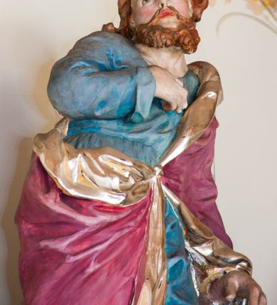 Zdjęcie nr 11: Ołtarz przyścienny, architektoniczny, trójosiowy. Mensa ołtarzowa skrzyniowa, prostopadłościenna z kamiennym portatylem, zamknięta profilowanym gzymsem podtrzymywanym przez cztery marmoryzowane kolumny. Antepedium dekorowane trzema płycinami: środkowa kwadratowa z krzyżem trójlistnym w czworoliściu, boczne  z aplikowanym motywem winorośli i kłosów zbóż. Retabulum ustawione na predelli, trójosiowe o półkoliście zamkniętych wnękach zakończonych trójkątnymi szczytami, w polu których uskrzydlone główki anielskie w medalionach. Wnęka środkowa wyższa i szersza zamknięta dwuspadowym daszkiem, ujęta parą kolumn kompozytowych wspierających odcinki gzymsu. Wewnątrz obraz z przedstawieniem  św. Rozalii. We wnękach bocznych pełnoplastyczne figury św. Piotra po lewej i św. Pawła po prawej stronie.  Nad wnęką środkową baldachim z figurą Chrystusa Zmartwychwstałego, po bokach pełnoplastyczne figury świętych. Predella dekorowana fryzem arkadkowym oraz płycinami z maswerkowaniem i rozetami, boki retabulum ujęte ażurowymi uszakami formowanymi z wici roślinnej. Półkoliste łuki wnęk zdobione arkadkami. Całość polichromowana na odcień ciemnobrązowy, detal architektoniczny i profilowania pomarańczowe oraz złocone. 