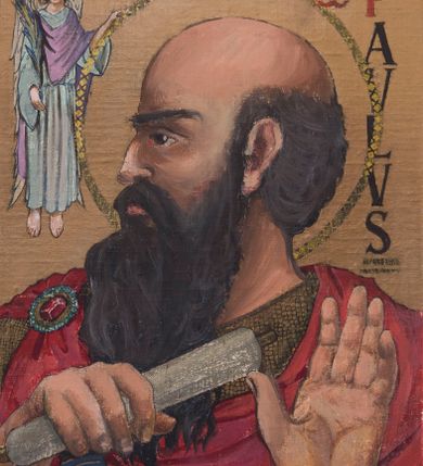 Zdjęcie nr 29: Ołtarz architektoniczny, dwukondygnacyjny, trójosiowy, ze zwieńczeniem. Ołtarz murowany, prostopadłościenny z marmurowym antepedium. Tabernakulum w formie prostopadłościennej, metalowej szafki ujętej parą ażurowych spływów wolutowych w formie stylizowanych wici akantowych. Drzwiczki, w kształcie zbliżonym do kwadratu, zdobione motywem krzyża i banderoli z napisem „IHS” ujętych kłosami zboża i kiściami winnej latorośli. Tron wystawienia w formie baldachimu wspartego na 4 kolumienkach. Krawędź zwieńczenia ujęta jest ornamentyką roślinną, w motywem kartusza z krzyżem po środku. Oś środkowa retabulum osadzona na wysokim, zdwojonym cokole o zryzalitowanych bokach. Pierwszą kondygnację ujmują dwie pary kolumn o kanelowanych trzonach i korynckich kapitelach, z czego wewnętrzne wysunięte względem lica nastawy, wspierających wyłamujące się ponad nimi belkowanie, w partii architrawu przybierające kształt  półkolistego łuku nadwieszonego; całość wieńczy forma trójkątnego przyczółka. Druga kondygnacja ujęta parą osadzonych na cokołach kolumn o trzonach zdobionych wicią winnej latorośli, wspierających delikatnie wyłamujące się ponad nimi belkowanie przerwane w partii fryzu u gzymsu. Zwieńczenie w formie trójkątnego, przerwanego przyczółka. W strefie zryzalitowanych po bokach cokołów osi bocznych para półkoliście zamkniętych bramek. Krawędzie zewnętrzne kondygnacji osi bocznych ujęte pojedynczymi kolumnami dźwigającymi wyłamujące się ponad nimi belkowanie wieńczące, będące przedłużeniem belkowania osi środkowej.  Pola cokołu retabulum wypełnione motywami ornamentyki roślinnej, w partii fryzu motywy małżowinowo-chrząstkowe. Druga kondygnacja osi środkowej ujęta parą ażurowych, małżowinowo-chrząstkowych uszaków, szczyt zwieńczenia w formie promienistej glorii z owalnym medalionem ujętym wieńcem obłoków, z monogramem imienia Jezus. Pola osi bocznych w dolnej partii zdobione motywami małżowinowo-chrząstkowego kartusza, w górnej owocowo-kwiatowymi festonami. Skrajne pola cokołu retabulum wypełnia para wizerunków – św. Pawła po prawej stronie i św. Piotra po lewej. Pole pierwszej kondygnacji osi środkowej ma formę płytkiej wnęki w kształcie stojącego prostokąta zamkniętego półkolistym łukiem nadwieszonym, ujętej bogato rzeźbioną ramą z motywem ornamentu małżowinowo-chrząstkowego, w środku obraz Matki Boskiej z Dzieciątkiem. Pole drugiej kondygnacji wypełnia obraz w kształcie leżącego prostokąta, ujęty szeroką ramą z uszakami w narożach, zdobioną ornamentem małżowinowo-chrząstkowym. Po bokach para półkoliście zamkniętych niszy z motywem konchy, wypełnionych parą figur – po prawej stronie św. Dominika, po lewej św. Antoni (?). Pola osi bocznych artykułuje para zamkniętych półkoliście niszy z motywami konchy, z parą rzeźb – św. Stanisława po prawej stronie i św. Wojciecha po lewej.  W szczycie osi bocznych pośrodku para rzeźb flankujących zwieńczenie ołtarza – po prawej stronie św. Wacława, po lewej św. Kazimierza, na końcach para figur aniołów. Struktura polichromowana w odcieniach koloru kremowego i beżowego, detal architektoniczny i ornamentyka złocone i srebrzone.