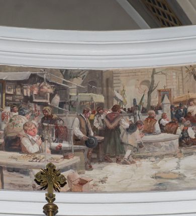 Zdjęcie nr 21: Kościół św. Andrzeja Apostoła w Szaflarach jest murowaną świątynią orientowaną. Składa się z czteroprzęsłowej nawy, przylegającego do niej od wschodu węższego, trójprzęsłowego prezbiterium zamkniętego łukiem spłaszczonym oraz czworobocznej wieży usytuowanej od zachodu. Po bokach nawy, na planie kwadratu ze ściętymi narożami, wzniesiono naprzeciw siebie dwie kaplice boczne, otwarte do wnętrza kościoła półokrągłymi arkadami. Od wschodu do kaplicy Najświętszego Serca Pana Jezusa przylega niewielka kruchta. Z kolei po stronie północnej prezbiterium wzniesiono na planie prostokąta zakrystię, poprzedzoną przedsionkiem i aneksem łączącym ją z kaplicą boczną Matki Boskiej, nad którym znajduje się skarbczyk. Prezbiterium doświetlone zostało przez trzy półokrągłe okna w ścianie południowej. Nawa, opięta na zewnątrz przyporami, została nakryta sklepieniem żaglastym z gurtami, a jej wnętrze, podobnie jak w prezbiterium, rozczłonkowano półfilarami. Zarówno nawę jak i prezbiterium nakryto dachem siodłowym, pokrytym blachą miedzianą. Obie kaplice boczne zasklepiono ośmiodzielnym sklepieniem i przykryto dachem namiotowym, wieńcząc go wielobocznymi latarniami z krzyżem. Doświetlają je półokrągłe okna oraz okulus, umieszczony w ścianie ołtarzowej, zamurowany w kaplicy Najświętszego Serca Pana Jezusa i od zewnątrz wypełniony współczesną mozaiką z wyobrażeniem Chrystusa Pantokratora. Elewacje prezbiterium, nawy i kaplic potynkowano. Od strony zachodniej do nawy przylega dwupoziomowa, czworoboczna wieża. Jej ściany olicowano okładziną z piaskowca. Dolny poziom wieży wyznacza nieznaczny uskok. Tu w przyziemiu urządzono kruchtę, do której prowadzi półokrągły portal. Nad portalem widoczny jest okulus. Górny poziom przepruto z trzech stron półokrągłymi oknami wypełnionymi drewnianymi żaluzjami. Wieżę zwieńczono ostrosłupowym hełmem, pokrytym blachą miedzianą i zakończonym krzyżem, który wspiera się na profilowanym gzymsie koronującym. Zwieńczenie wieży zostało wzbogacone w narożach czterema nadwieszonymi na wspornikach wielobocznymi wieżyczkami z ostrosłupowymi hełmami, pomiędzy którymi z trzech stron umieszczono tarcze zegarowe.