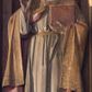 Zdjęcie nr 1: Rzeźba św. Grzegorza Wielkiego wolnostojąca, ustawiona na niskim cokole. Święty ukazany w postawie stojącej, frontalnie z prawą ręką uniesioną w geście błogosławieństwa, z księgą w lewej dłoni. Twarz szeroka o wyraźnie zaznaczonych kościach policzkowych, z długim i wąskim nosem, małymi ustami, oczach skierowanych ku górze i zmarszczonych brwiach. Spod złoconej tiary widoczne średniej długości, siwe włosy, zasłaniające uszy. Święty ubrany jest w białą albę, przewiązaną złoconym sznurem oraz złoconą kapę z czerwoną podszewką, spiętą na piersi złoconą klamrą, na stopach ma brązowe buty. Kapa dekorowana malowanym na bordowo ornamentem geometrycznym i stylizowaną wicią. Księga w czerwonej oprawie, na przodzie zdobiona malowanym na złoto greckim krzyżykiem umieszczonym w polu złoconej ramy.