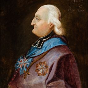 Zdjęcie nr 1: Biskup ukazany do pasa, z profilu, zwrócony w prawo, ubrany w białą albę i fioletowy mucet, z krzyżem pektoralnym i orderem Orła Białego z gwiazdą orderową. W prawym górnym owalna tarcza pod kapeluszem z godłem herbu Rogala otoczona mitrą, infułą, mieczem skrzyżowanym z pastorałem oraz litery F(ELIX) T(URSKI) / E(PISCOPUS) C(RACOVIENSIS) i daty 1790-1800”. Na odwrociu napis: „KOPIA / Z  KATEDRY / NA WAWELU / R. 1882”. 