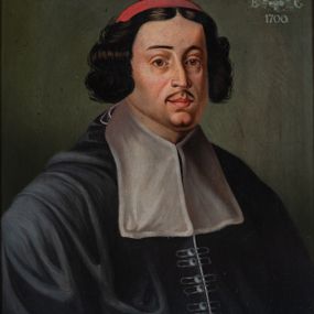 Zdjęcie nr 1: Biskup ukazany do pasa, ukazany niemal frontalnie, ubrany w mucet z białym kołnierzem i czerwoną piuskę na głowie. W prawym górnym rogu owalna tarcza obwiedziona labrami z godłem herbu Godziemba, z mitrą, infułą, mieczem i pastorałem oraz literami S(TANISALUS) D(ĄBSKI) E(PISCOPUS) C(RACOVIENSIS) Ii data 1700. Na odwrocie napis: &quot; KOPIA / Z KOŚCIOŁA / X.X. FRANCISZKANÓW / W KRAKOWIE / R 1882&quot;