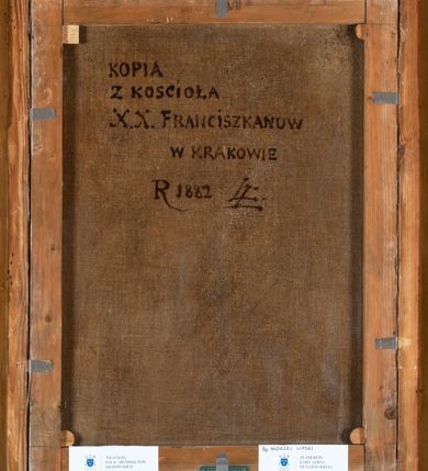 Zdjęcie nr 4: Obraz ukazuje biskupa w mucecie z białym kołnierzem, do pasa, w trzech czwartych. W lewym górnym rogu godło herbu Grabie ze skrzyżowanym mieczem, pastorałem, infułą i krzyżem z literami A(NDREAS) L(IPSKI) E(PISCOPUS) C(RACOVIENSIS) I datą 1631. 