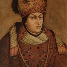 Zdjęcie nr 1: Biskup zwrócony trzy czwarte w lewo, ukazany w półpostaci. Twarz podłużna, duże i migdałowe oczy, nos długi i szeroki, wąskie usta. Biskup ubrany jest brązowy ornat z pretekstą krzyżową z przodu, humerał; na głowie ma założoną infułę. Tło jednolite i jasnobrązowe. W prawym, górnym narożu obrazu tarcza z godłem herbu Abdank oraz literami „I[OANNES] C[HOJEŃSKI] / E[PISCOPUS] C[RACOVIENSIS]”. Na odwrociu napis: „J. Choiński / E. C. / KOPIA / Z KOŚCIOŁA / X.X. FRANCISZKANÓW / w KRAKOWIE / R. 1883 L. L.”. 
