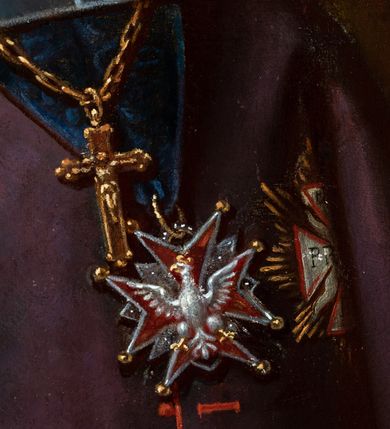 Zdjęcie nr 3: Portret ukazuje biskupa w fioletowym mucecie, z kołnierzem, kapturem i orderem Orła Białego na piersi z gwiazdą orderową z dewizą Pro Fide, Lege et Rege. W górnym lewym rogu napis: "X: Andrzej Stanisław / Załuski, Biskup krakowski. / *1694; + 1758."