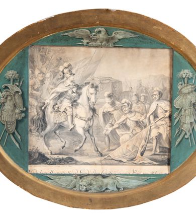 Zdjęcie nr 1: U dołu napisy: &quot;Michael Stachowicz invenit et deline Cracovia 1819.19.&quot; i &quot;Vladislaus II prostratis ad Grundvaldum Cruciferis exuvias Ulrici remittit a. 1410.&quot;