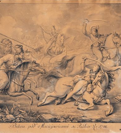 Zdjęcie nr 2: Napisy: "Michael Stachowicz deline Cracovia 1821. an", "Bitwa pod Maciejowicami 10. Paździer: Ru 1794."