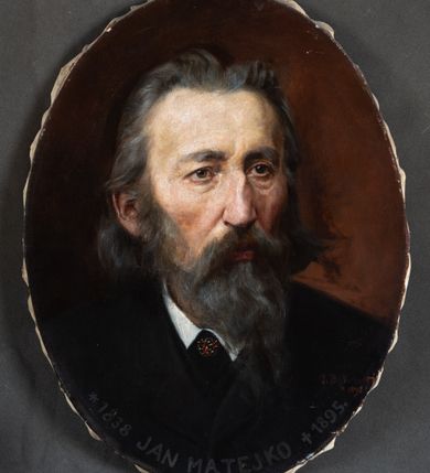 Zdjęcie nr 2: Wzdłuż dolnej krawędzi napis "* 1838  Jan Matejka + 1895"
W dolnej części po prawej sygnatura artysty "J. Bąkowski 1898"