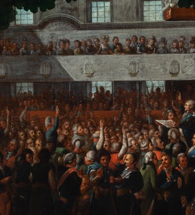 Zdjęcie nr 11: Na dole obrazu napis: "Stanisław August - ostatni z Dynastyi i elekcyi: Król Pols: W. X: Lit: / Od Pawła I Cesarza wszech Rossyi / pogrzebem w Peterzburgu pożałowany. / dnia 22. Lutego R. 1798"
