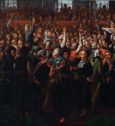 Zdjęcie nr 16: Na dole obrazu napis: "Stanisław August - ostatni z Dynastyi i elekcyi: Król Pols: W. X: Lit: / Od Pawła I Cesarza wszech Rossyi / pogrzebem w Peterzburgu pożałowany. / dnia 22. Lutego R. 1798"