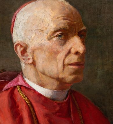 Zdjęcie nr 2: Portret siedzącego w fotelu Jana Puzyny, w stroju kardynalskim, z rękami złożonymi na kolanach. W lewym dolnym rogu sygnatura:  "Kazi[imierz] Pochwalski".

