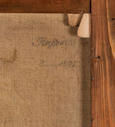 Zdjęcie nr 4: Obraz w kształcie stojącego prostokąta z postacią ujętego do kolan, siedzącego kardynała na nieokreślonym tle. Duchowny spogląda przed siebie, ma wysokie czoło, małe oczy, okulary, duzy nos i wąskie usta. Jest ubrany w czerwoną sutannę przewiązaną szerokim pasem i pelerynkę, na głowie ma piuskę, na szyi zawieszony krzyż pektoralny. W prawym górnym rogu herb duchownego otoczony inskrypcją „A(lbin) D(unajewski) / 1879-1894”. 