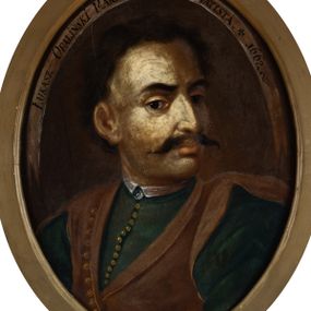 Zdjęcie nr 1: Obraz w formie stojącego owalu. W centrum popiersie Łukasza Opalińskiego zwróconego w trzech czwartych w prawo, z głową skierowaną w lewo. Twarz pociągła, o dużych, migdałowatych oczach, garbatym nosie i pełnych ustach, z długimi wąsami; okolona brązowymi, krótkimi, kręconymi włosami, podgolonymi po bokach. Ubrany jest w zielony żupan zapinany z przodu rzędem guzików oraz brązowy kontusz. Postać ukazana na brązowym tle. Wzdłuż górnej krawędzi obrazu wstęga z napisem: „ŁUKASZ OPALIŃSKI MARSZ(AŁEK) NADW(ORNY) KOR(ONNY) STATYSTA. + 1662”. Obraz ujęty prostą, złoconą ramą. 