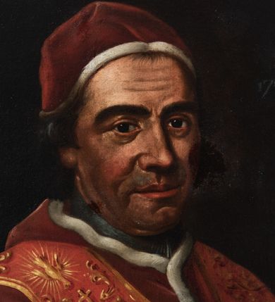 Zdjęcie nr 2: Portret papieża ukazanego do pasa, w trzech czwartych, ubranego w mucet, stułę i camaro na głowie. W lewym górnym rogu napis:  po lewej stronie"CLEMENS XIII. P[ONTIFEX] M[AXIMUS]", a po prawej: "1758-1769". 
