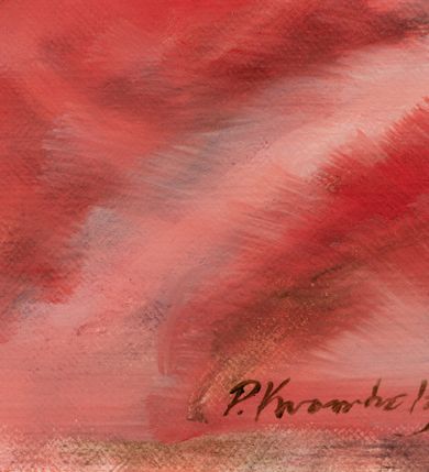 Zdjęcie nr 3: Obraz w kształcie stojącego prostokąta, w drewnianej ramie. Papież ukazany na nieokreślonym tle do pasa, w trzech czwartych, zwrócony w prawo. Widocznymi częściami ubioru są czerwony mucet; biała piuska. W prawym górnym rogu herb papieża zwieńczony tiarą, z podłożonymi pod tarczę kluczami (złotym i srebrnym) z przewleczonym purpurowym sznurem. W prawym dolnym rogu sygnatura „P(aweł) Kormholz”, z tyłu napis „P(aweł) Kromholz / 2017 / Poznań”. 

