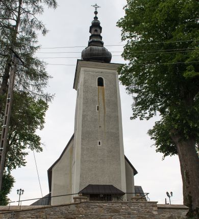 Zdjęcie nr 1: Kościół św. Kwiryna w Łapszach Niżnych usytuowany jest w centrum wsi w pobliżu rzeki Łapszanki. Teren przykościelny jest otoczony wysokim kamiennym, murem nakrytym cementowym daszkiem, jednospadowym, nachylonym na zewnątrz. W części wschodniej muru zlokalizowana jest brama, dostępna schodami, flankowana dwoma filarami, zwieńczonymi czterospadowym płaskim daszkiem i kulami. Analogiczne wejścia od strony zachodniej, północnej i południowej. W obrębie placu przykościelnego znajdują się resztki cmentarza w postaci nagrobków.

Kościół jest orientowany, murowany, otynkowany, jednonawowy z czworoboczną wieżą w fasadzie z prezbiterium zamkniętym trójbocznie. Prezbiterium nakryte sklepieniem krzyżowo-żebrowym, oddzielone od nawy ścianą arkady tęczowej o ostrołukowym zakończeniu. Nawa jest szersza, nakryta stropem. Do prezbiterium przylega od północny niewielka zakrystia na planie prostokąta, a także przylegająca do niej i do ściany nawy druga nowsza zakrystia. Z kolei przy południowej ścianie nawy znajduje się kruchta, zwana babińcem z wejściem do świątyni. Portal prowadzący z kruchty do kościoła ostrołukowy, kamienny, skromnie profilowany – dwa wałki i dwa żłobki. Portal zamknięty drzwiami ze starymi ćwiekowymi okuciami, malowany z wypisaną datą 1652. Na drzwiach napis: „Laudetur Santissimum Sacramentum 1652”. Z kolei na północnej ścianie prezbiterium portal malowany, iluzjonistyczny z wejściem do zakrystii. U góry napis: „PIETAS ET LITTERAE”. Na zachodniej ścianie nawy chór muzyczny wsparty na dwóch filarach z dostępem kręconymi, drewnianymi schodami od północy. 

Wnętrze oświetlają umieszczone w południowych ścianach nawy prostokątne, zamknięte półkoliście cztery okna oraz jedno od strony południowej w prezbiterium; w cztery podobne, małe okna umieszczone po jednym z każdej strony w najwyższej kondygnacji. Do kościoła prowadzi główne wejście od strony zachodniej oraz jedno przez kruchtę od południa i jedno od strony północnej przez zakrystię.

W zewnętrznej elewacji kościoła widoczny jest niewysoki, kamienny cokół, powyżej kościół otynkowany. Prezbiterium, niższe od nawy. Nawa nakryta dachem dwuspadowym z wieżą na sygnaturkę na wschodnim zakończeniu nawy. Do zachodniej fasady kościoła dostawiona jest wysoka założona na planie kwadratu wieża-dzwonnica. W dolnej kondygnacji na osi kościoła prostokątne wejście do kruchty, nakryte daszkiem. Hełm wieży baniasty z latarnią. Na zewnątrz przy apsydzie prezbiterium dwie skarpy złączone daszkiem tworzą wnękę, w której umieszczony jest stół ołtarzowy i grupa Ukrzyżowania tzw. kalwaryjka. Na południowej ścianie nawy znajdował się zegar słoneczny, obecnie pozostała tylko wskazówka po zamalowaniu podczas remontu ścian zewnętrznych.

