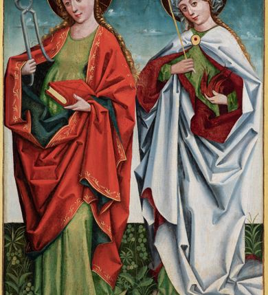 Zdjęcie nr 3: Nastawa ołtarzowa w formie tryptyku z ruchomymi skrzydłami. Na środku scena ze św. Stanisławem tronującym między św. Mikołajem i św. Wawrzyńcem. Na skrzydłach przedstawiono pary świętych: po lewej u góry św. Jana Chrzciciela i św. Andrzeja, na dole św. biskupa z księgą oraz św. biskupa z wrzecionem. Po prawej u góry św. Macieja i św. Jakuba, poniżej św. Michała Archanioła i św. Jerzego. Na zamkniętych skrzydłach również pary świętych: na lewym u góry św. Urban i św. Walenty, poniżej św. Klara i św. Otylia. Na prawym u góry św. helena i św. Zofia , na dole św. Apolonia i św. Afra. 