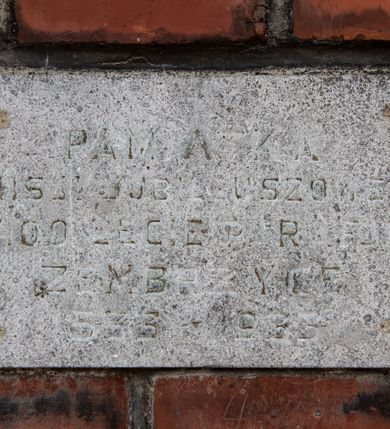 Zdjęcie nr 42: Kościół św. Jana Chrzciciela w Zembrzycach jest usytuowany na zachód od głównej drogi prowadzącej z Makowa Podhalańskiego do Wadowic i położony w centrum wsi, na placu otoczonym żeliwnym płotem na kamiennej podmurówce. Wejście na plac przykościelny prowadzi przez bramę od zachodu i wąską bramkę od północy. Kościół jest budowlą orientowaną, założoną na planie prostokąta, trójnawową, pseudohalową z prezbiterium zamkniętym trójbocznie, przy którym od północy znajduje się kaplica, a od południa piętrowa zakrystia z przedsionkiem i emporą otwartą na prezbiterium. Do nawy od strony północnej przylega wąska kruchta, nakryta dwuspadowym daszkiem. Od zachodu świątyni jest czworoboczna, masywna wieża, w górnej jednej trzeciej wysokości ośmioboczna, nakryta hełmem baniastym z latarnią. W fasadzie wysoka, półkolista wnęka z portalem i oknem termalnym. Przy wieży od północny składzik, a od południa kaplica. Ściany prezbiterium, nawy oraz elewacje aneksów w narożnikach artykułowane są szkarpami. Elewacje boczne zwieńczone ceglanym, zygzakowatym fryzem z krzyżykami. Szczyty na zakończeniach korpusu ozdobione kamiennymi szyszkami. W nawie okna trójdzielne z kamiennymi przezroczami, zamknięte łukami półkolistymi; w prezbiterium prostokątne zamknięte półkoliście. Świątynia nakryta jest dachem dwuspadowym. Na zakończeniu nawy znajduje się wieżyczka na sygnaturkę z baniastym hełmem. Wewnątrz nawy oddzielone są kolumnami z ośmiobocznymi głowicami, które wspierają sklepienia kolebkowe z lunetami. Empory i kaplice otwarte są arkadami półkolistymi. Prezbiterium podniesione jest o poziom dwóch stopni.
